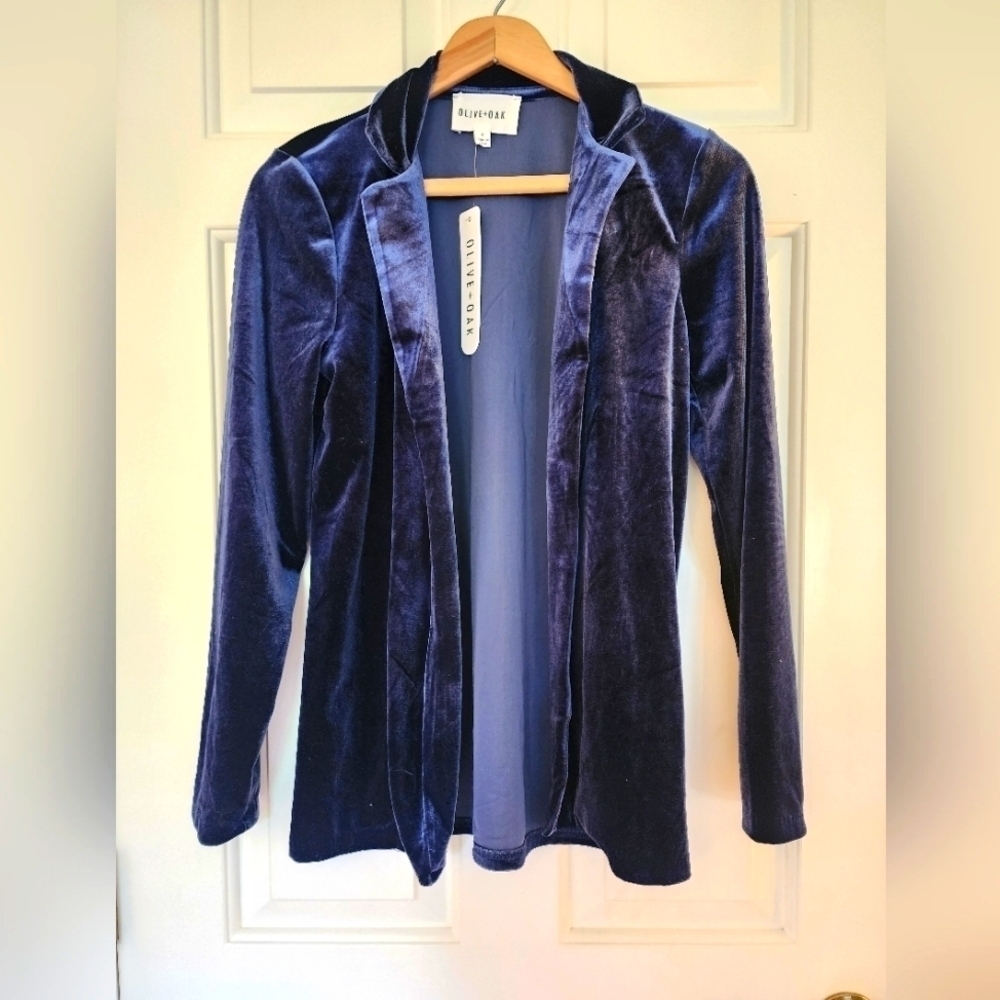 Olive&Oak NWT  velvet blue jacket blazer cardigan witchy whimsigoth  size small
